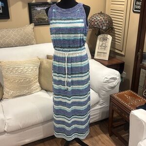 Women’s dress T by Talbots striped T-shirt style casual with drawstring waist